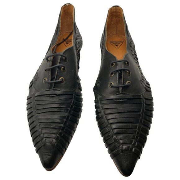 John Fluevog Womens Ella Size 10 Shoes Black Huarache Loafer Oxford Leather - Picture 2 of 9